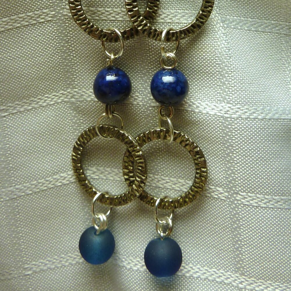 No 67 Handmade earrings with glass and frosted glass beads and antique silver